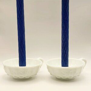Vintage Westmoreland Paneled Grape Milk Glass Candlestick Holder Set of 2